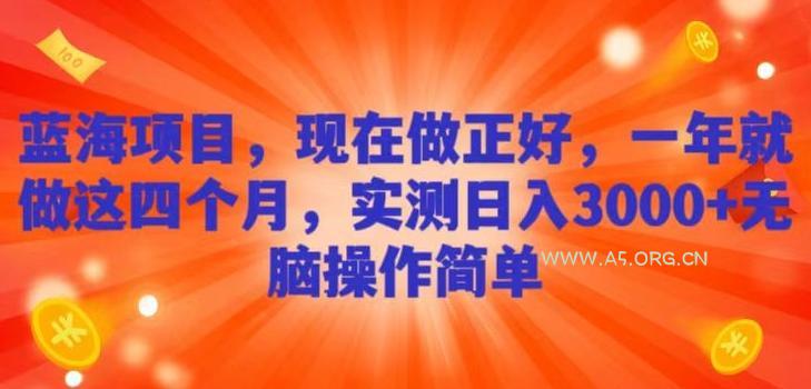 蓝海项目,现在做正好,一年就做这4个月,实测日入3000+,无脑简单操作!-小红泡