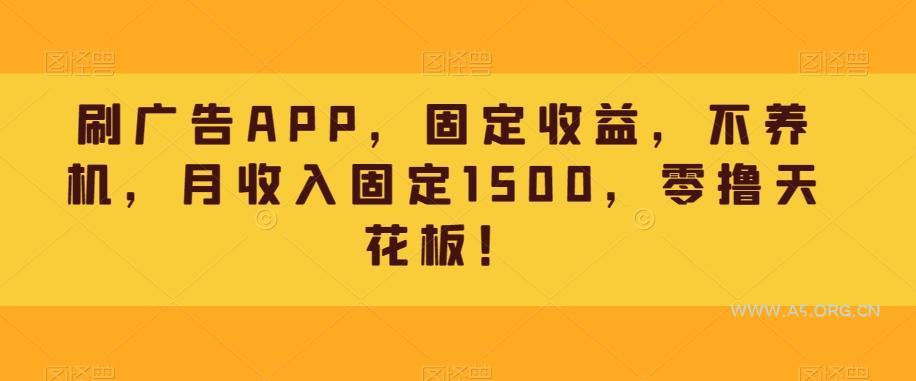 刷广告APP，固定收益，不养机，月收入固定1500，零撸天花板！-小红泡