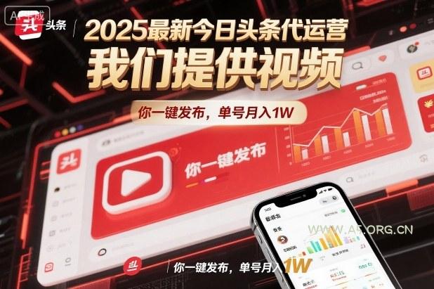 2025最新今日头条代运营，我们提供视频，你一键发布，单号月入1W【揭秘】-小红泡