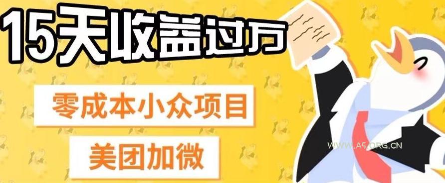 零成本小众项目,美团加微,一单4.5+,15天已经有人赚上万收益-小红泡