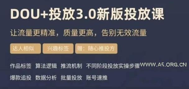 dou+豆荚投放实操课3.0新版,让流量更精准,质量更高,告别无效流量-小红泡