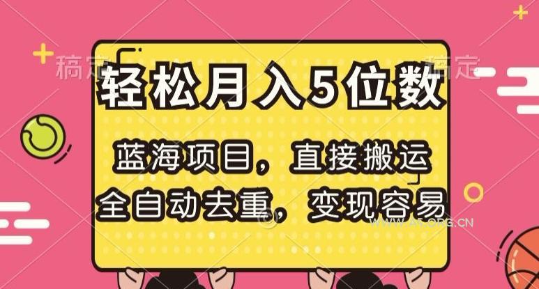 蓝海项目,直接搬运,全自动去重,变现容易,轻松月入5位数【揭秘】-小红泡
