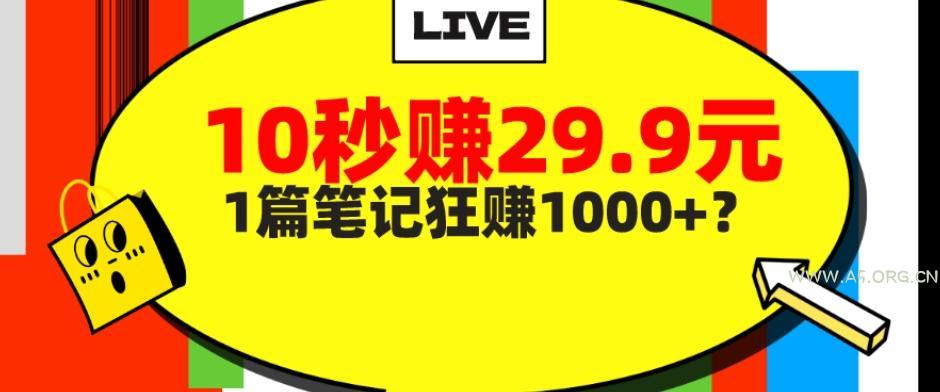 她，靠1个软件，10秒赚29.9元，1篇笔记狂赚1000+？-小红泡