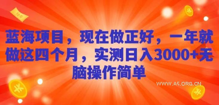 蓝海项目,现在做正好,一年就做这4个月,实测日入3000+,无脑简单操作-小红泡