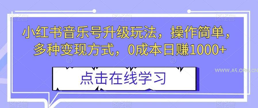 小红书音乐号升级玩法,操作简单,多种变现方式,0成本日赚1000+【揭秘】-小红泡