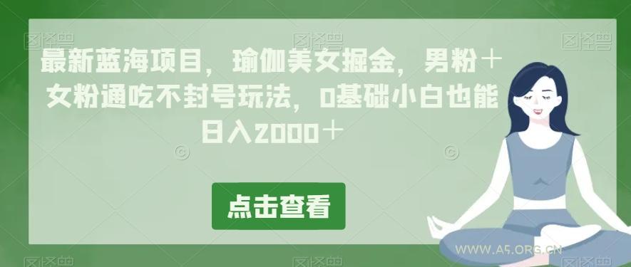 最新蓝海项目,瑜伽美女掘金,男粉+女粉通吃不封号玩法,0基础小白也能日入2000+-小红泡