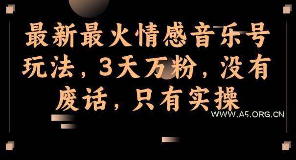 最新最火情感音乐号玩法,3天万粉,没有废话,只有实操-小红泡