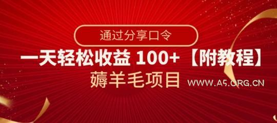 薅羊毛项目,靠分享口令,一天轻松收益100+【附教程】【揭秘】-小红泡