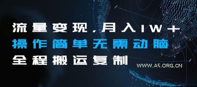 流量变现,月入1W+操作简单无需动脑全程搬运复制【揭秘】-小红泡