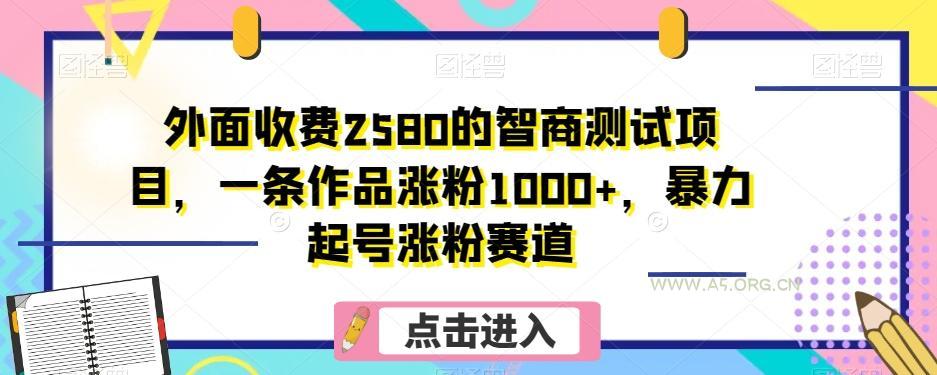 外面收费2580的智商测试项目,一条作品涨粉1000+,暴力起号涨粉赛道【揭秘】-小红泡
