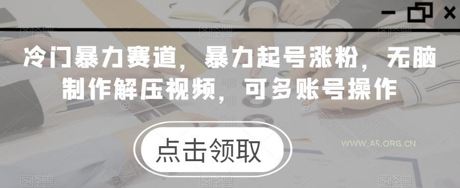 冷门暴力赛道，暴力起号涨粉，无脑制作解压视频，可多账号操作-小红泡