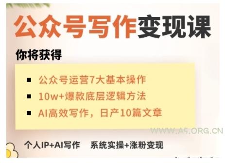 AI公众号写作变现课,手把手实操演示,从0到1做一个小而美的会赚钱的IP号-小红泡