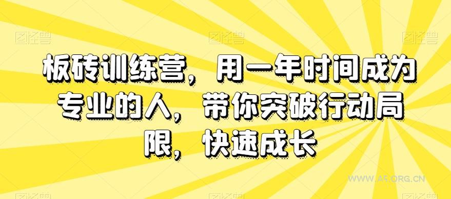 板砖训练营,用一年时间成为专业的人,带你突破行动局限,快速成长-小红泡