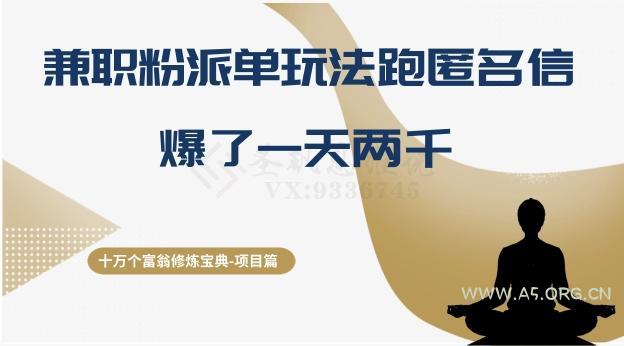 十万个富翁修炼宝典之6.兼职粉派单玩法跑匿名信，爆了一天两千-小红泡