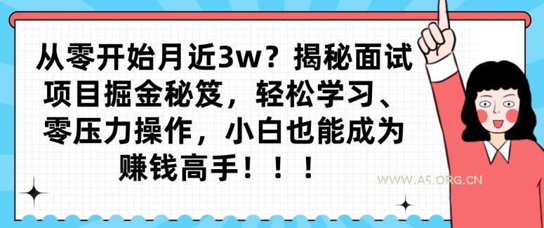 从零开始月近3w？揭秘面试项目掘金秘笈，轻松学习、零压力操作，小白也能成为赚钱高手-小红泡