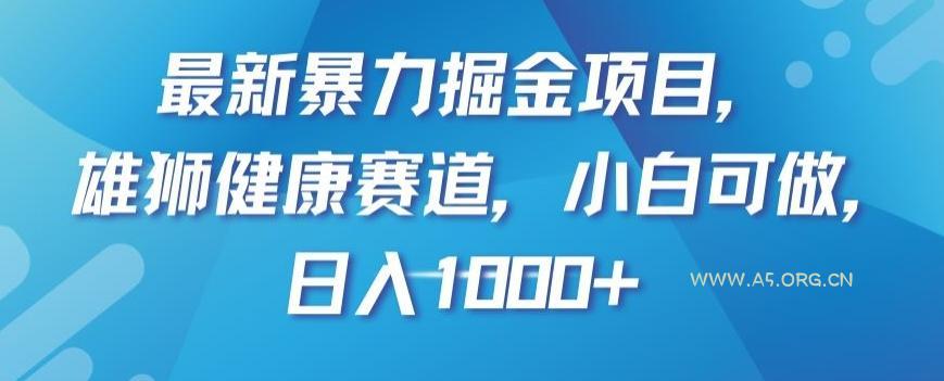 最新暴力掘金项目,雄狮健康赛道,小白可做,日入1000+【揭秘】-小红泡