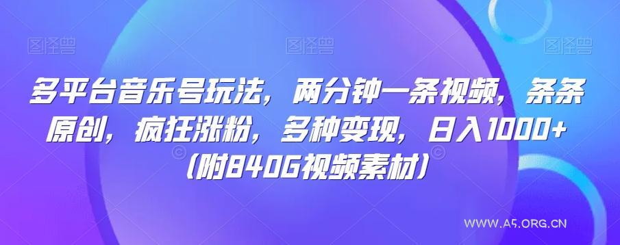 多平台音乐号玩法,两分钟一条视频,条条原创,疯狂涨粉,多种变现,日入1000+-小红泡