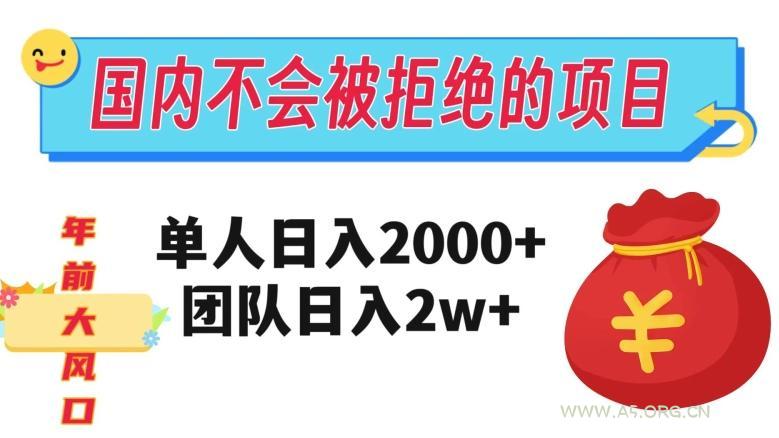在国内不怕被拒绝的项目，单人日入2000，团队日入20000+【揭秘】-小红泡