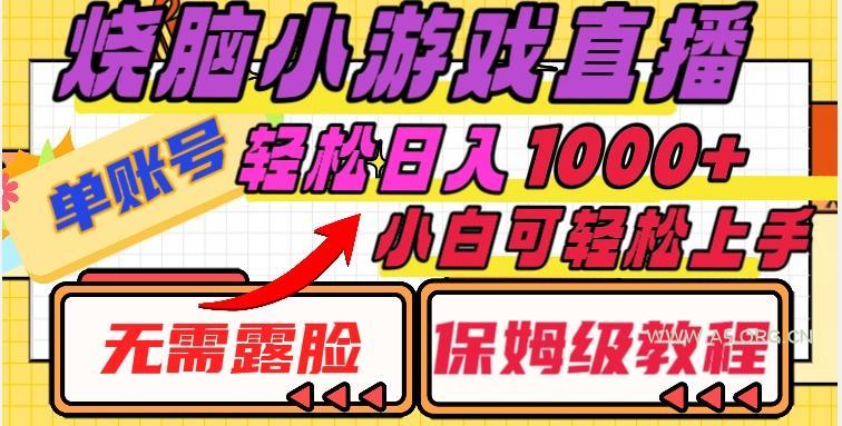 烧脑小游戏直播,单账号日入1000+,无需露脸,小白可轻松上手(保姆级教程)【揭秘】-小红泡
