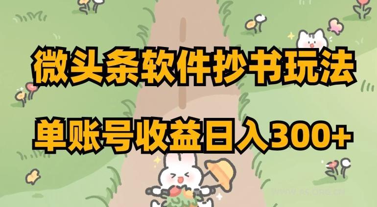 微头条软件抄书玩法，单账号收益日入300+【揭秘】-小红泡
