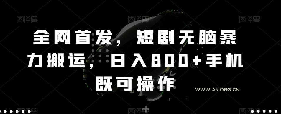 全网首发，短剧无脑暴力搬运，日入800+手机既可操作-小红泡