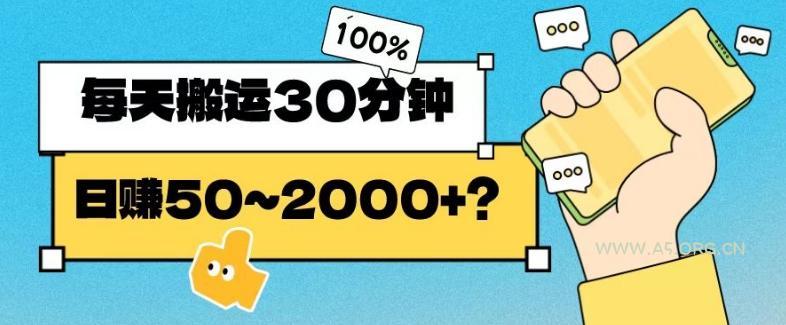 操作这个项目，每天搬运30分钟，日赚50~2000+？-小红泡