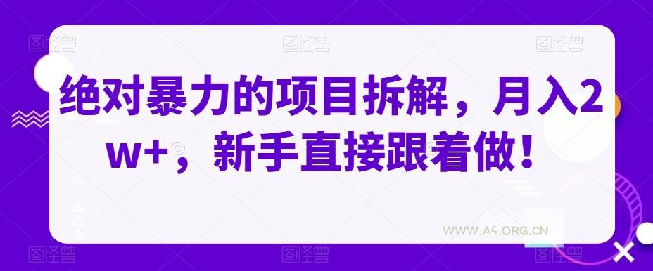 绝对暴力的项目拆解,月入2w+,新手直接跟着做!-小红泡