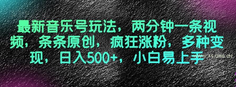 最新音乐号玩法,两分钟一条视频,条条原创,疯狂涨粉,多种变现,日入500+,小白易上手【揭秘】-小红泡