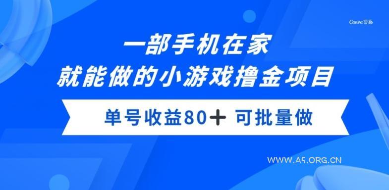 一部手机,在家就能做的小游戏撸金项目,单号收益80+-小红泡