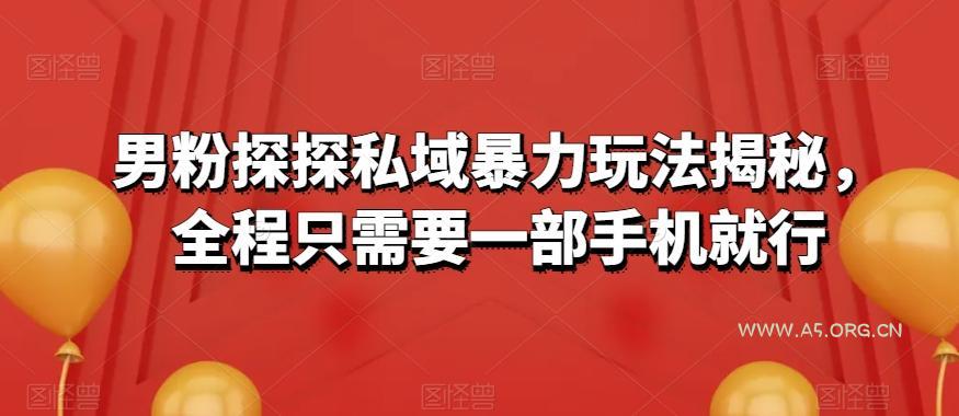 男粉探探私域暴力玩法揭秘,全程只需要一部手机就行-小红泡