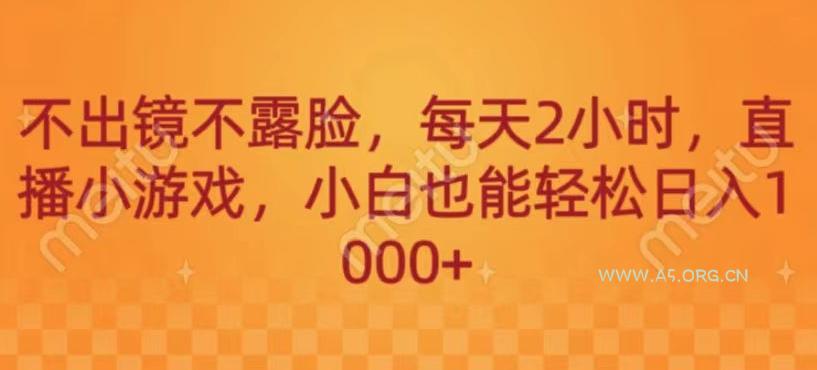 不出镜不露脸,每天2小时,直播小游戏,小白也能轻送日入1000+-小红泡