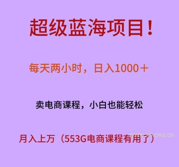 超级蓝海项目!每天两小时,日入1000+,卖电商课程,小白也能轻松,月入上万-小红泡