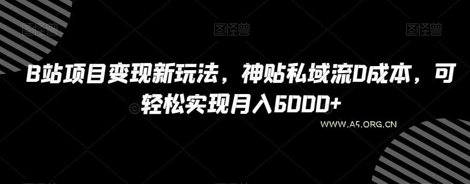 B站项目变现新玩法,神贴私域流0成本,可轻松实现月入6000+【揭秘】-小红泡