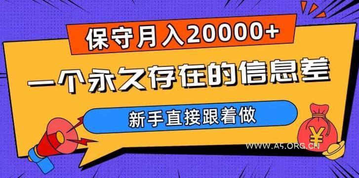 一个永久存在的信息差,保守月入20000+,新手直接跟着做【揭秘】-小红泡