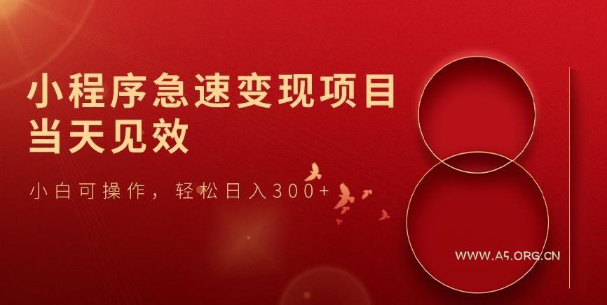 小程序急速变现项目，当天见效，小白可操作，轻松日入300+-小红泡