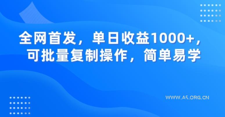 全网首发,单日收益1000+,可批量复制操作,简单易学【揭秘】-小红泡