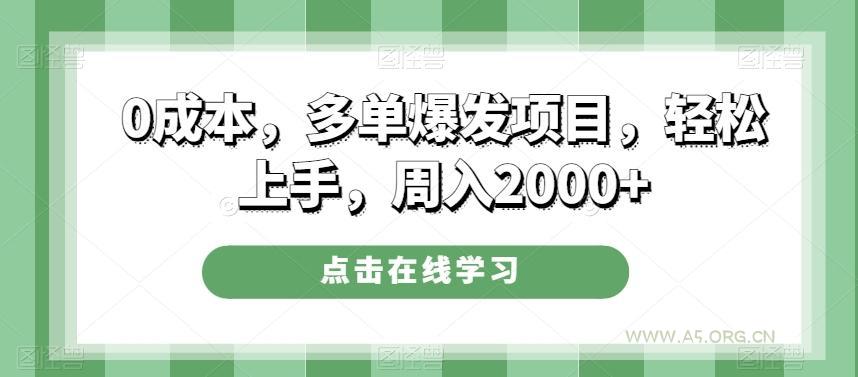 0成本，多单爆发项目，轻松上手，周入2000+-小红泡