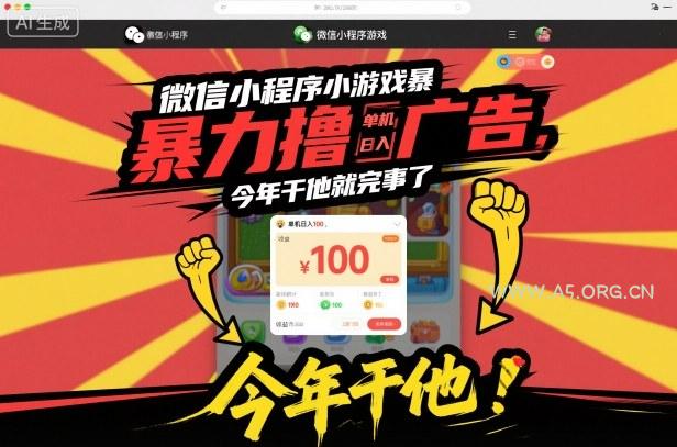微信小程序小游戏暴力撸广告，单机日入100，今年干他就完事了-小红泡