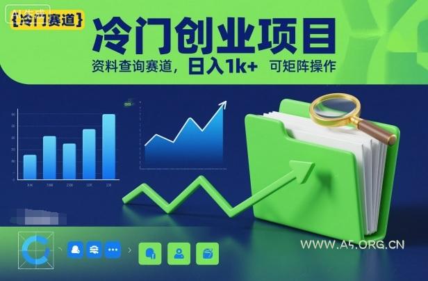 冷门创业项目,资料查询赛道,日入1k+,可矩阵操作-小红泡