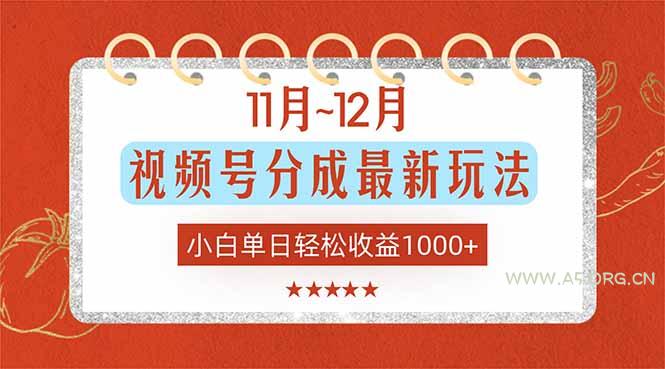 11月~12月视频号分成最新玩法,小白单日轻松收益1000+-小红泡
