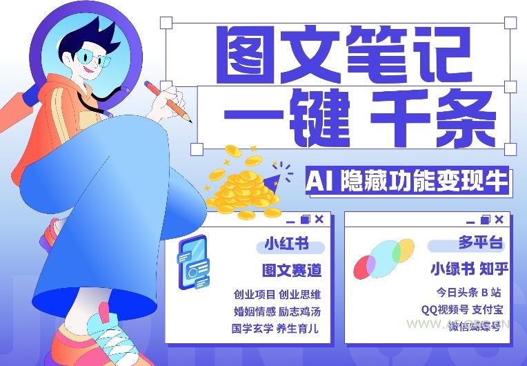AI隐藏功能，秒生笔记，1分钟产出几千条，教你玩赚小红书小绿书图文引流，变现3w-小红泡