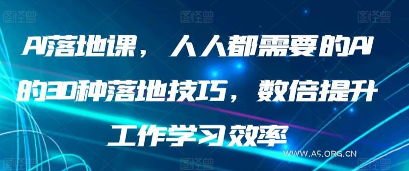 AI落地课，人人都需要的AI的30种落地技巧，数倍提升工作学习效率-小红泡
