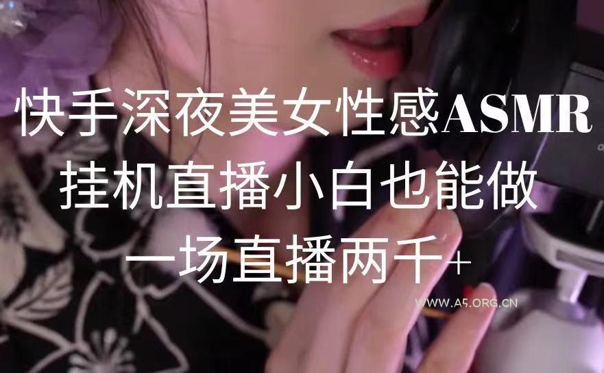 快手深夜美女性感ASMR挂机直播,小白也能做,一场直播两千+-小红泡
