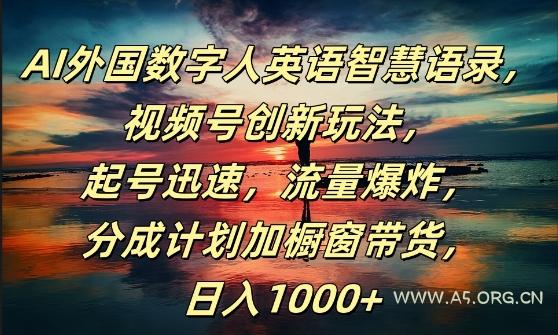 AI外国数字人英语智慧语录，视频号创新玩法，起号迅速，流量爆炸，日入1k+【揭秘】-小红泡