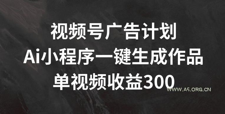视频号广告计划,AI小程序一键生成作品, 单视频收益300+【揭秘】-小红泡