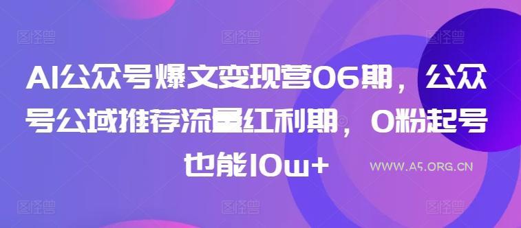 AI公众号爆文变现营06期,公众号公域推荐流量红利期,0粉起号也能10w+-小红泡