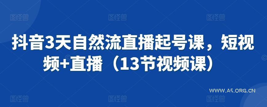 抖音3天自然流直播起号课，短视频+直播(13节视频课)-小红泡