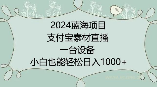 2024年蓝海项目,支付宝素材直播,无需出境,小白也能日入1000+ ,实操教程【揭秘】-小红泡