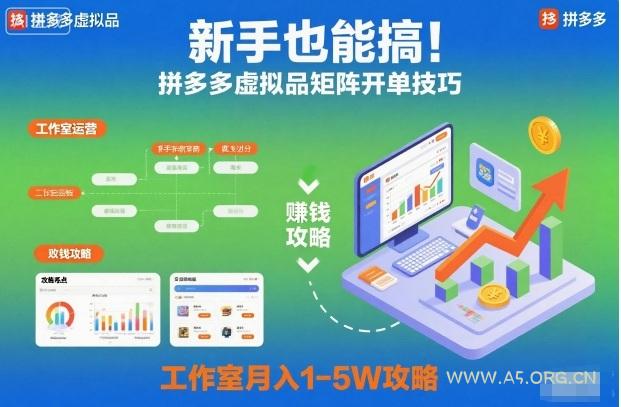 新手也能搞!拼多多虚拟品矩阵开单技巧,工作室月入1-5W攻略【揭秘】-小红泡