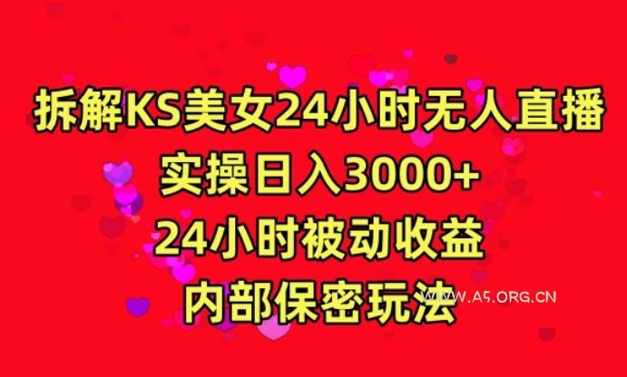 利用快手24小时无人美女直播，实操日入3000，24小时被动收益，内部保密玩法【揭秘】-小红泡
